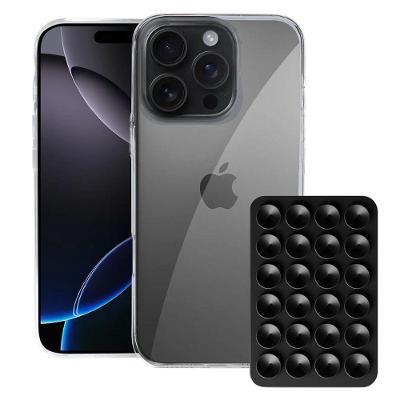 Capa case capinha Crystal Slim para Iphone 16 Pro Max + Ventosa  Preta
