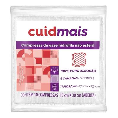 Compressa Não Estéril CuidMais Com 10 Unidades