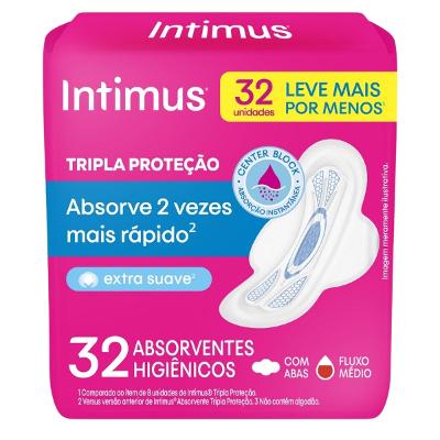 Absorvente Intimus Tripla Proteção Suave Com Abas 32 Unidades