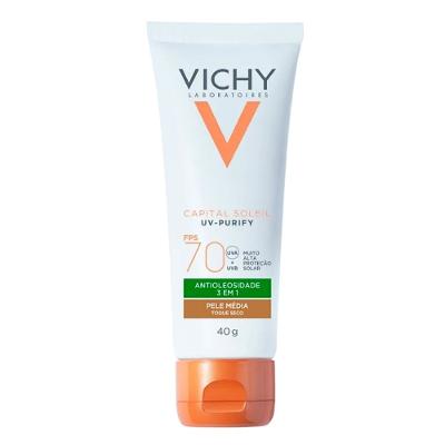 Protetor Solar Facial Vichy Capital Soleil Purify Cor Média FPS70 40g