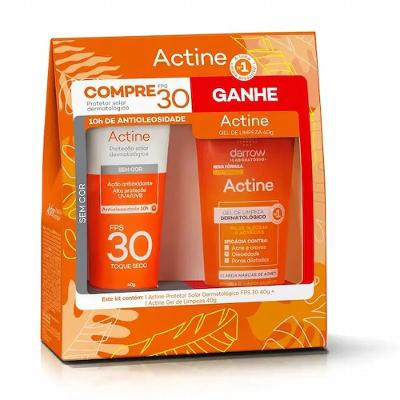 Kit Protetor Solar Actine FPS30 40g + Gel Limpeza Antiacne 40g