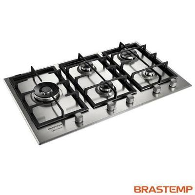 Cooktop 5 Bocas Brastemp Gourmand Inox com Duplachama e Trempe com Ferro Fundido BDK90DR