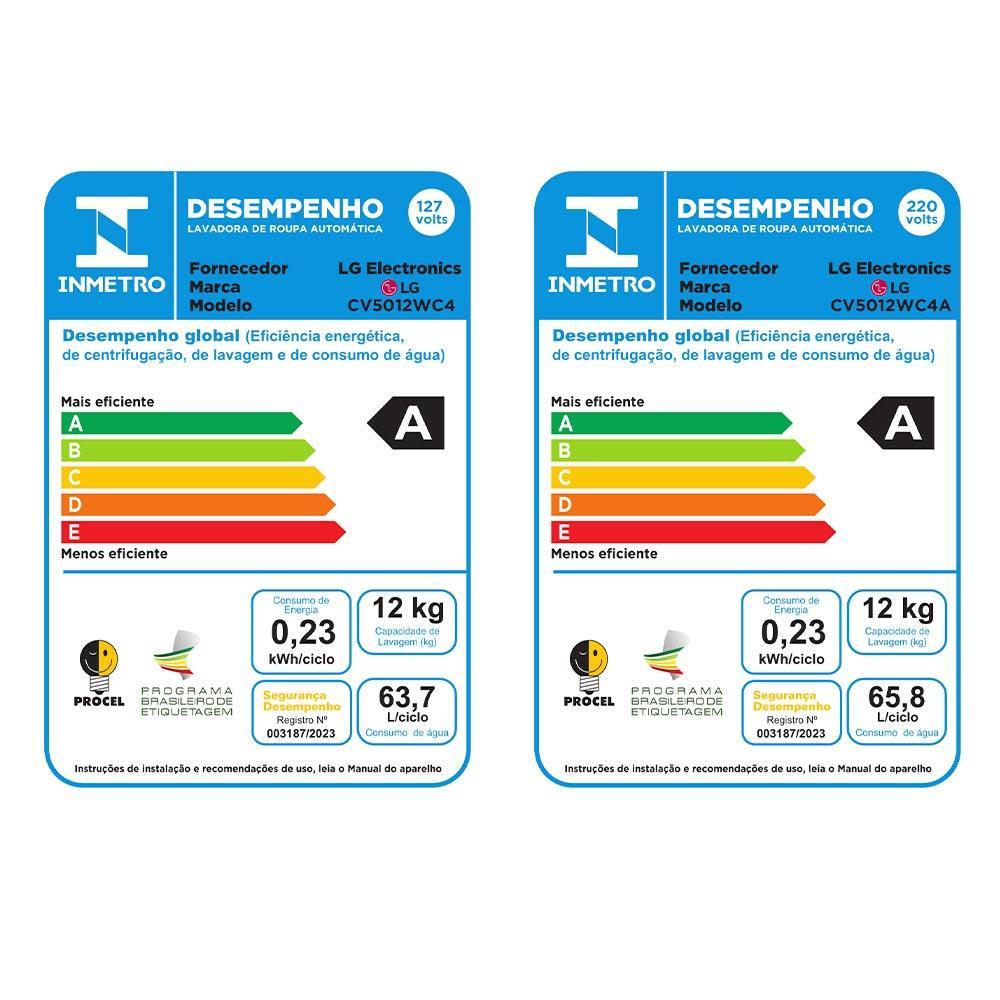Lava e Seca 12Kg LG Smart Branca com 12 Programas de Lavagem - CV5012WC4 - 2