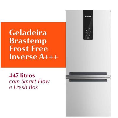 Refrigerador Brastemp Inverse Frost Free A+++ 447 Litros Branco com Smart Flow e Fresh Box - BRE57FB