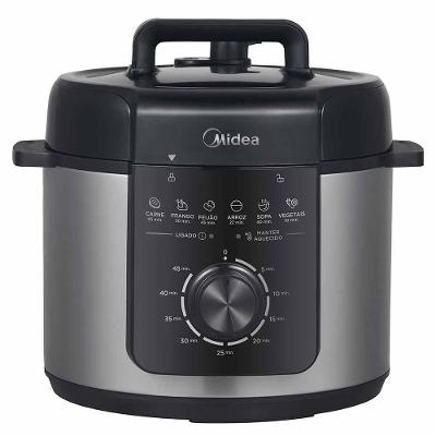 Panela de Pressão Elétrica Midea 4 Litros Preto e Inox - PPM4
