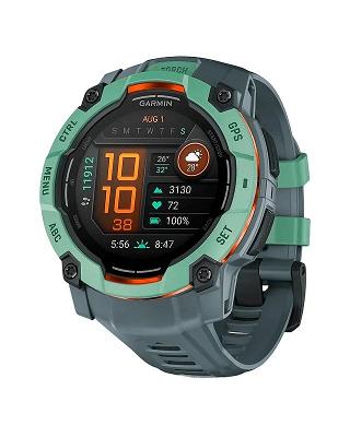 Smartwatch Relógio Garmin Instinct 3 com Monitor Cardíaco de Pulso e GPS 50 mm Amoled, Neo Tropical com pulseira de silicone Cinza Crepúsculo