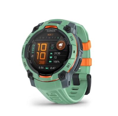 Smartwatch Relógio Garmin Instinct 3 com Monitor Cardíaco de Pulso e GPS 45 mm Amoled, Neo Tropical com pulseira de silicone Neo Tropical