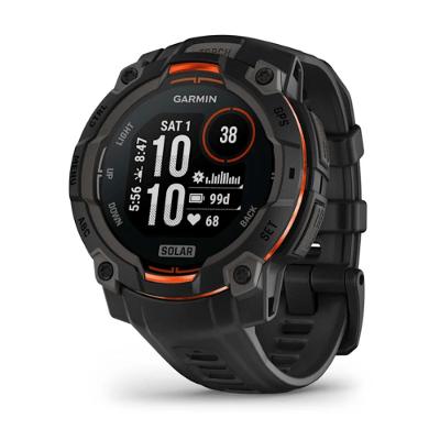 Relógio Garmin Instinct 3 com Monitor Cardíaco de Pulso e GPS 45 mm e Solar, Preto com pulseira de silicone Preta