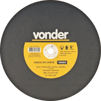 Disco Corte 300,0x3,0x19,05 2 Telas Aço Carbono Vdr0 Vonder