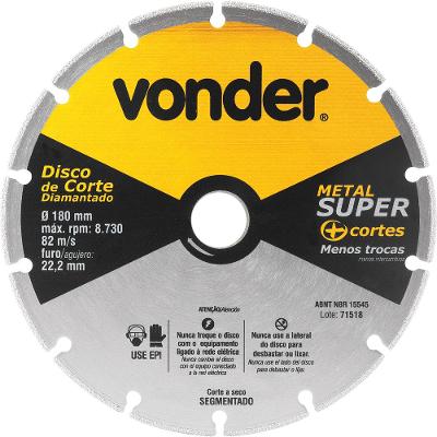 Disco Corte Diamantado Segmentado Metais Metal Super Vonder