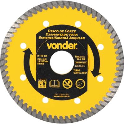 Disco De Corte Diamantado 115mm Turbo Vonder
