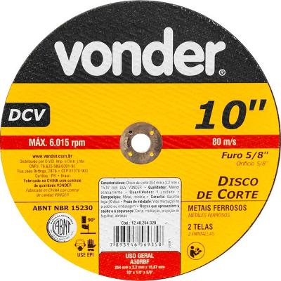 Disco de Corte 254,0X3,2X15,87 DCV Vonder