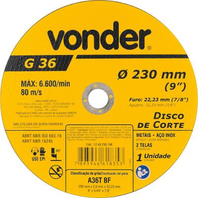 Disco de Corte 230,0x2,0x22,23 Vonder
