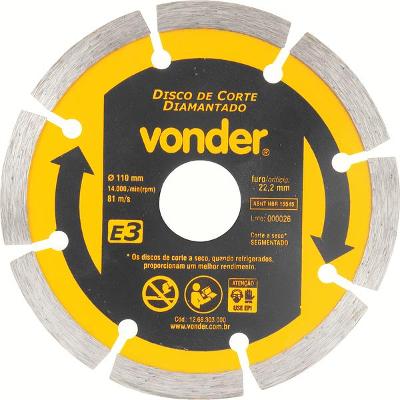 Disco Diamantado 110mm E3 Furo 22 Vonder