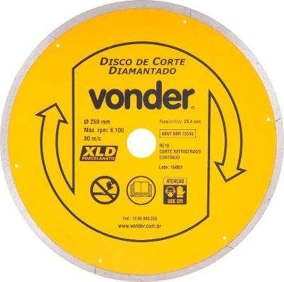 Disco diamantado 250mm contínuo furo 25mm xld Vonder