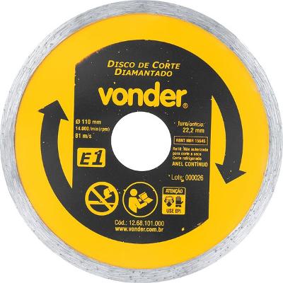 Disco Diamantado 110mm E1 Furo 22 Vonder