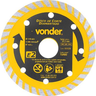 Disco Diamantado 110mm E2 Furo 22 Vonder