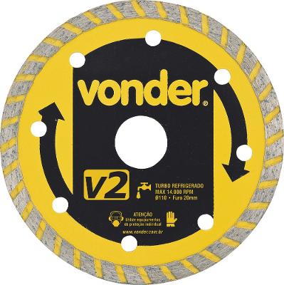 Disco diamantado 110mm turbo furo 20mm v2 Vonder
