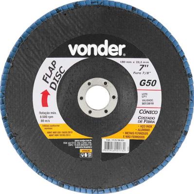 Flap disc 7" g50 costado fibra cônico inox Vonder