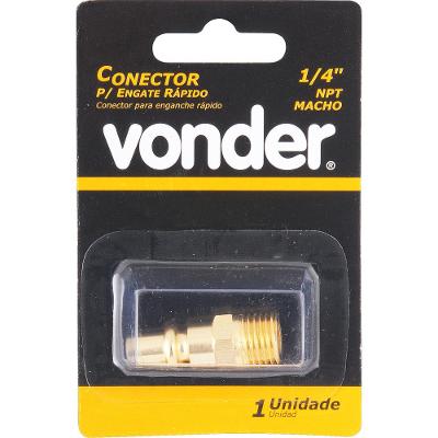 Conector pino racord macho 1/4" npt latão cartela Vonder