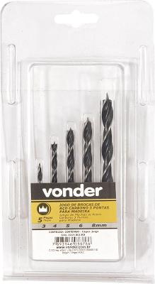 Jogo Broca 3 Pontas Aço Carbono 3 À 8mm Madeira 5 P Vonder