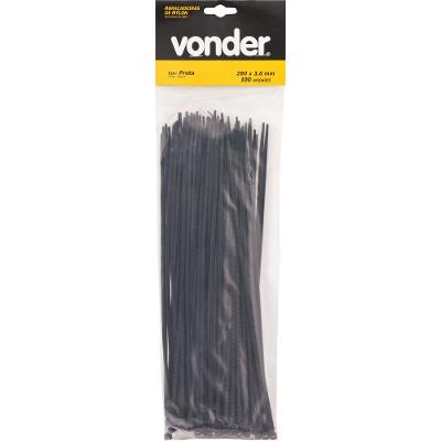 Abraçadeira de nylon 280x4,8mm preta com 100 peças Vonder