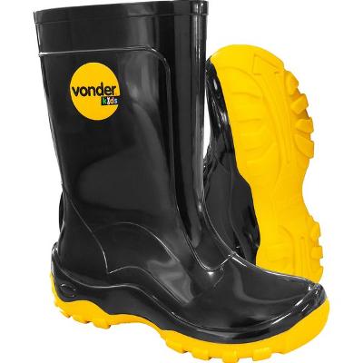 Bota Infantil Preta e Amarela Pvc c/ Forro Tam. 22/23 Vonder