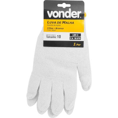 Luva de Malha 3 Fios Lmv 3 Branca Encartelada Vonder