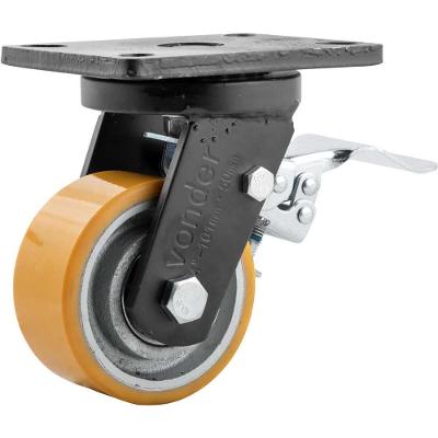 Rodizio Giratório com Freio 4'' Pu+Ferro Industrial Vonder