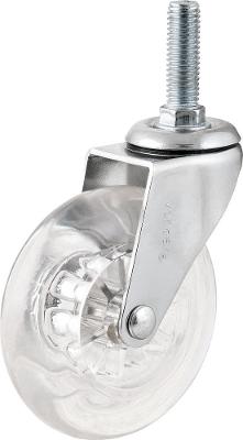 Rodizio Giratório 3'' Leve 55kg Poliuretano Transparente Pino Rosca Vonder