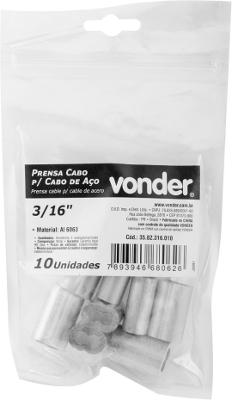 Prensa Cabo p/ Cabos de Aço de 3/16'' com 10 peças Vonder