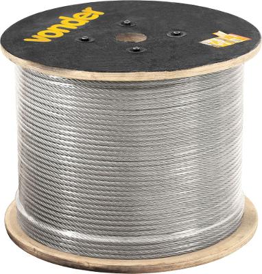 Cabo de aço af 1/4" alma de fibra 6x19s galv c/ 100m Vonder