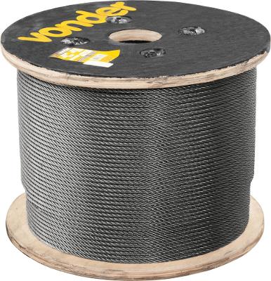 cabo aço af 1/4" alma de fibra 6x19s polido c/ 100m Vonder