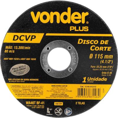 Disco de corte 115mm x 10mm x 2223mm DCVP Vonder Plus