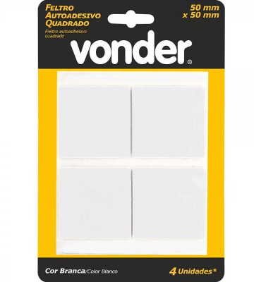 Feltro Adesivo Branco Quadrado 50mm Com 4 Vonder