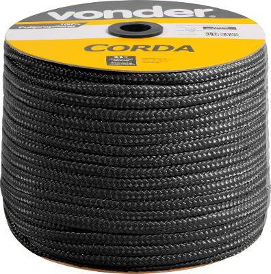Corda Multifilamento Trançada 12mm 140m Preta Vonder