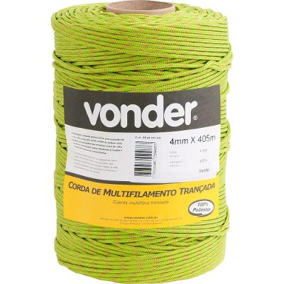 Corda Multifilamento Trançada 8,0mm 11,0kg 228m Verde Vonder