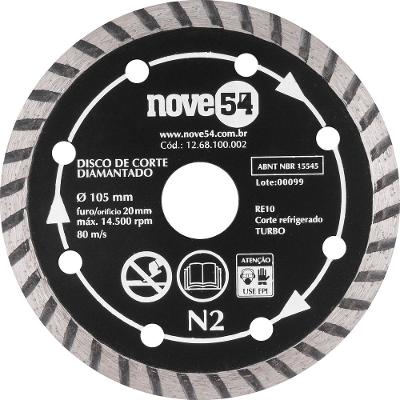 Disco diamantado 105mm turbo furo 20mm n2 - Nove54