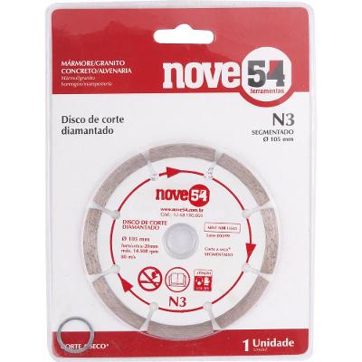 Disco diamantado 105mm segmentado furo 20mm n3 - Nove54