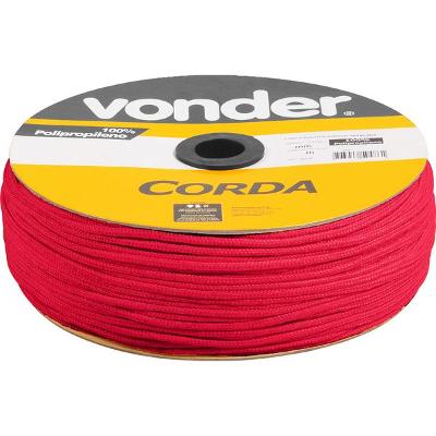 Corda Trançada 6mmx165m 2,55kg Vermelha Pol Vonder