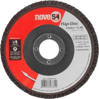 Flap-Disc Cônico 4.1/2" G40 Costado Fibra - Nove54