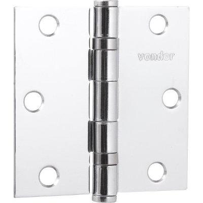 Dobradiça p/ porta 3" aço carbono cromado c/ 3 peças Vonder