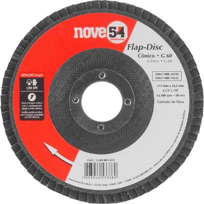 Flap-Disc Cônico 4.1/2" G60 Costado Fibra - Nove54