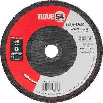 Flap-Disc Cônico 7" G60 Costado Fibra - Nove54