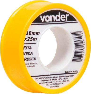 Fita veda rosca 18mmx10m ptfe teflon Vonder