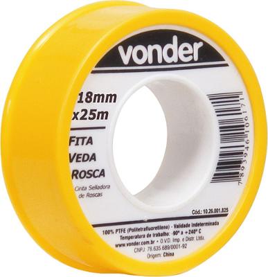 Fita veda rosca 18mmx5m ptfe teflon Vonder