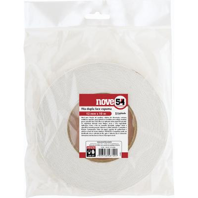 Fita Dupla Face Espuma 12mmx10m Branca - Nove54