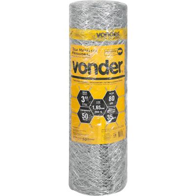 Tela Metálica Mangueirão Hex Malha 3'' BWG16 0,8m 50m Vonder