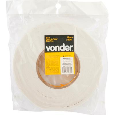 Fita dupla face espuma 19mmx10m branca Vonder
