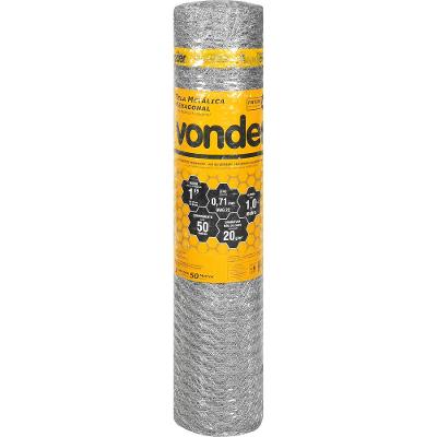 Tela Metálica Pinteiro Hex Malha 1'' BWG22 1,0m 50m Vonder